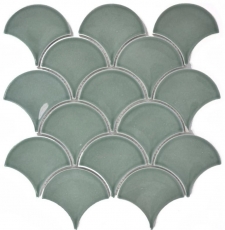 Piastrella di mosaico a ventaglio in ceramica a squame di pesce goccia di petrolio pastello piastrella WC piastrella bagno parete cucina - MOS13-FS18