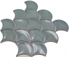 Piastrella di mosaico a ventaglio in ceramica a squame di pesce goccia di petrolio pastello piastrella WC piastrella bagno parete cucina - MOS13-FS18