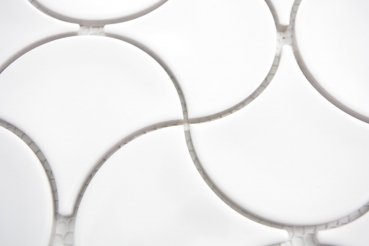 Mano modello mosaico piastrelle ceramica ventaglio bianco lucido onda parete piastrella bagno MOS13-FSW01_m