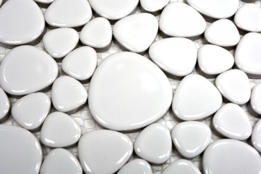 Mosaico di ciottoli dipinto a mano Ciottoli in ceramica bianca lucida piatto doccia backsplash MOS12-0102_m
