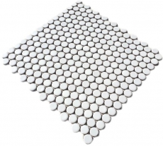 Pulsante mosaico LOOP rotondo bianco lucido parete cucina doccia BAGNO MOS10-0102