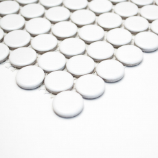 Pulsante mosaico LOOP mosaico rotondo bianco opaco parete cucina doccia BAD MOS10-0111_f | 10 tappetini mosaico