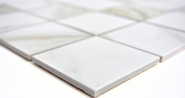 Piastrella di mosaico dipinta a mano Calacatta bianco beige ceramica bagno MOS16-0112_m
