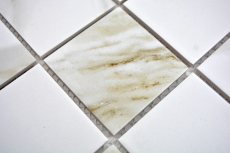 Piastrella di mosaico dipinta a mano Calacatta bianco beige ceramica bagno MOS16-0112_m