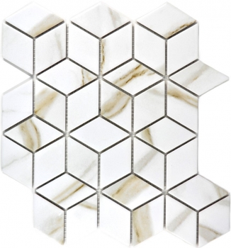 Mosaico decorato a mano in ceramica bianco diamante POV Calacatta piastrella da parete per bagno MOS13-0112_m