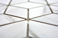 Piastrella di mosaico in ceramica bianca diamantata POV Carrara look piastrella da parete per bagno MOS13-0102_f | 10 tappetini a mosaico