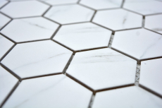 Piastrella a mosaico in ceramica bianca esagonale aspetto Carrara piastrella da parete bagno MOS11G-0102_f | 10 tappetini a mosaico