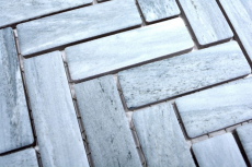 Mosaico in ceramica a spina di pesce effetto pietra grigio MOS24-SO32_f | 10 tappetini a mosaico