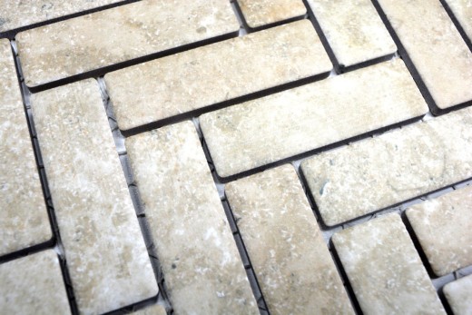Mosaico a spina di pesce in ceramica effetto pietra beige Backsplash cucina MOS24-SO76