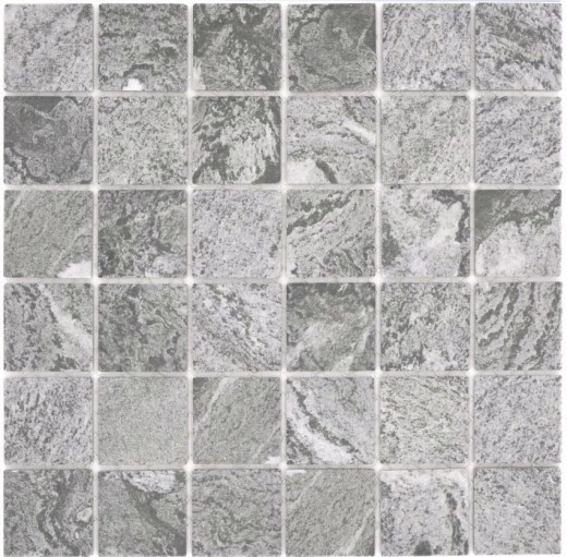 Piastrella di mosaico dipinta a mano, aspetto pietra naturale, struttura grigia, rivestimento del bagno MOS16-HWA4GY_m