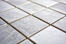 Piastrella a mosaico effetto pietra naturale struttura travertino grigio backsplash MOS16-0211_f | 10 tappetini a mosaico