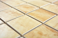 Piastrella a mosaico aspetto pietra naturale texture travertino beige giallo piastrella da parete MOS16-1202_f | 10 tappetini a mosaico