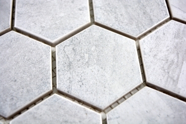 Piastrella di mosaico dipinta a mano in ceramica esagonale travertino grigio opaco backsplash cucina MOS11G-0202_m