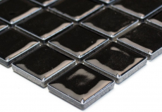 Piastrella di mosaico dipinta a mano in ceramica NERO LUCIDO parete backsplash cucina MOS18-0302_m