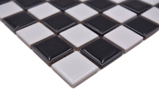 Mosaico ceramico a scacchiera bianco nero lucido backsplash di piastrelle di mosaico MOS18-0306