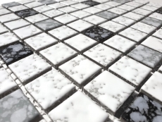 Mosaico ceramico bianco nero grigio strutturato piastrelle di mosaico bagno MOS18-0307