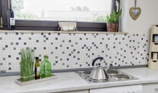 Mosaico ceramico bianco nero grigio strutturato piastrelle di mosaico bagno MOS18-0307