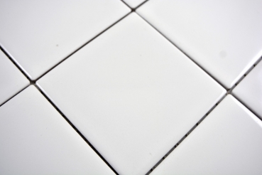 Piastrella di mosaico dipinta a mano in ceramica bianca lucida backsplash cucina MOS23-0101_m
