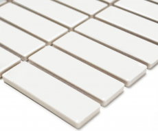 Piastrelle a mosaico decorate a mano in ceramica aste bianche lucide backsplash cucina MOS24-0102_m