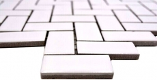 Piastrella di mosaico a spina di pesce in ceramica bianca lucida per cucina MOS24-CHB5WG