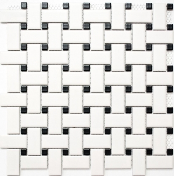 Cestino mosaico piastrelle ceramica bianco opaco nero backsplash piastrelle bagno piastrelle parete WC - MOS13-CBAS19
