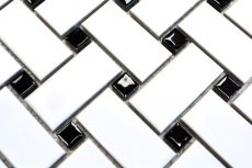 Piastrella di mosaico in ceramica Basket bianco opaco nero opaco MOS13-CBAS19_f