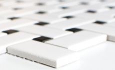 Piastrella di mosaico in ceramica Basket bianco opaco nero opaco MOS13-CBAS19_f