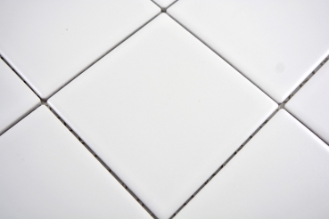 Piastrella a mosaico in ceramica bianca opaca per vasca da bagno MOS23-0111_f