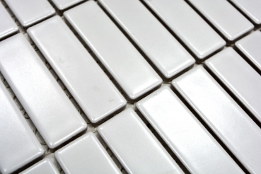 Piastrella a mosaico Rod in ceramica bianca opaca per vasca da bagno MOS24-0111