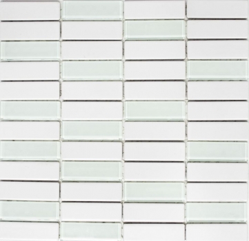 Rivestimento per vasca in ceramica a mosaico con aste in vetro bianco opaco MOS24-ST325_f