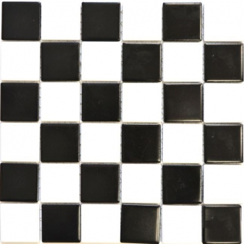 Piastrella di ceramica a mosaico bianco nero opaco backsplash a scacchiera MOS16-CD202