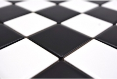 Piastrella di ceramica a mosaico bianco nero opaco backsplash a scacchiera MOS16-CD202