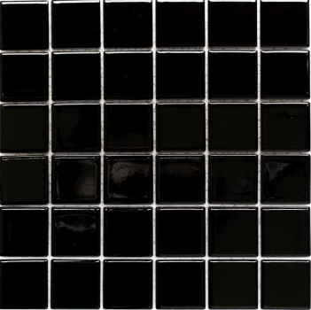 Campione a mano di piastrelle a mosaico in ceramica nera lucida backsplash cucina MOS16B-0301_m