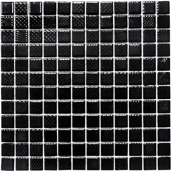 Piastrella di mosaico dipinta a mano STRUTTURA LUCIDA NERA Alzatina per cucina MOS18-CG123_m