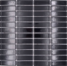 Piastrella di ceramica a stelo in mosaico nero lucido per doccia MOS24-0302
