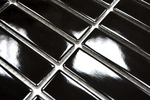 Piastrella di ceramica a stelo in mosaico nero lucido per doccia MOS24-0302