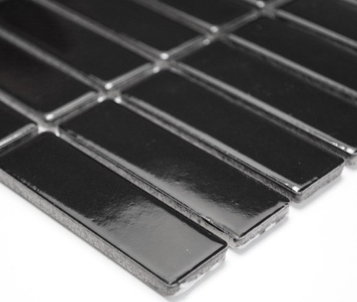 Piastrella di ceramica a stelo in mosaico nero lucido per doccia MOS24-0302