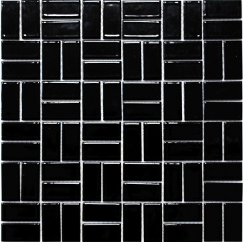 Piastrella a mosaico decorata a mano in ceramica mulino a vento nero lucido piastrella WC bagno MOS24-CWM8BG_m