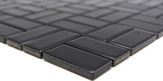 Mosaico a mulino in ceramica nera lucida WC piastrelle bagno backsplash parete cucina - MOS24-CWM8BG