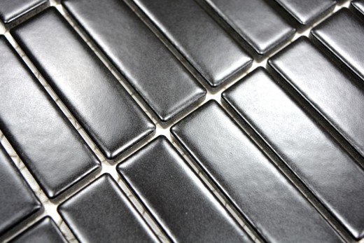 Piastrella di mosaico Rod ceramica nero opaco mosaico muro cucina splashback MOS24-0311