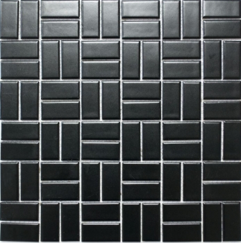 Piastrella a mosaico decorata a mano in ceramica mulino a vento nero opaco piastrella da parete per bagno MOS24-CWM08BM_m