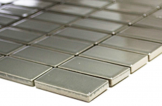 Piastrella di mosaico dipinta a mano ceramica metallo grigio aste metallo lucido MOS24B-0204_m