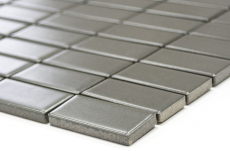 Piastrella di mosaico dipinta a mano ceramica metallo grigio aste metallo opaco MOS24B-0211_m