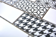 Campione a mano piastrelle mosaico grigio bianco nero subway backsplash cucina lucido MOS26M-0103_m
