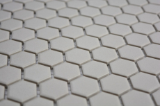 Piastrella di mosaico in ceramica esagonale grigio chiaro non smaltata per parete cucina MOS11A-0202-R10_f