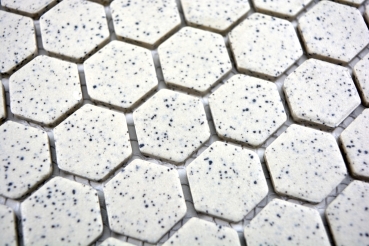 Piastrella di mosaico in ceramica bianco panna esagono screziato non smaltata MOS11A-0103-R10_f