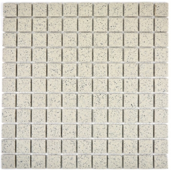 Piastrella a mosaico decorata a mano in ceramica crema bianca maculata non smaltata per piatto doccia MOS18-0103-R10_m