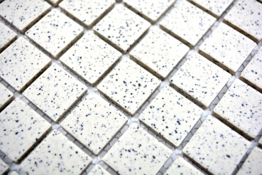 Piastrella a mosaico decorata a mano in ceramica crema bianca maculata non smaltata per piatto doccia MOS18-0103-R10_m