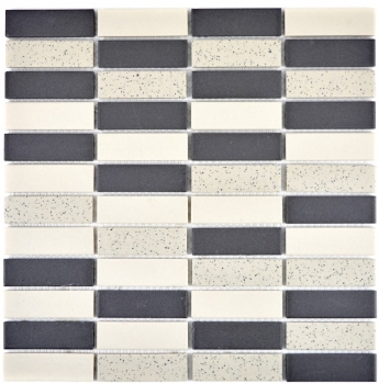 Piastrella di mosaico a mano in ceramica beige nero aste non smaltate piatto doccia piastrella per pavimento MOS24-0113-R10_m