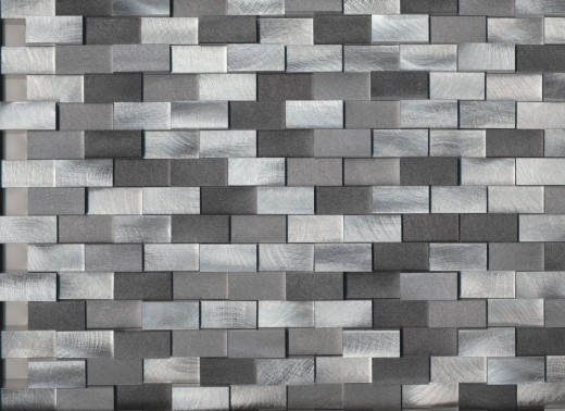 Piastrella a mosaico Aluminium Brick 3D argento nero backsplash MOS49-0208